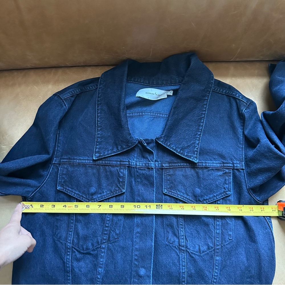 Marques Almeida grommet dark navy denim jacket raw edge belted oversize punk - Picture 12 of 17